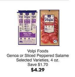 Bristol Farms Volpi Foods Genoa or Sliced Peppered Salame offer