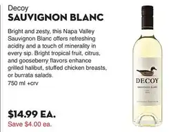 Bristol Farms Decoy SAUVIGNON BLANC offer