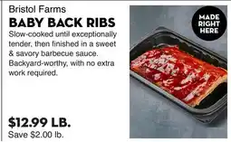 Bristol Farms BABY BACK RIBS offer