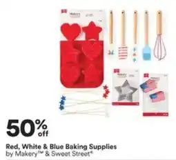 Michaels Red, White & Blue Baking Supplies by Makery & Sweet Street offer