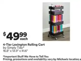 Michaels 4-Tier Lexington Rolling Cart offer
