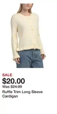 TJ Maxx Ruffle Trim Long Sleeve Cardigan offer