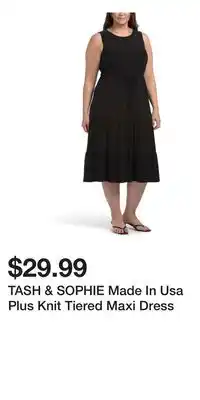 TJ Maxx TASH & SOPHIE Made In Usa Plus Knit Tiered Maxi Dress offer
