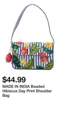 TJ Maxx MADE IN INDIA Beaded Hibiscus Day Print Shoulder Bag offer