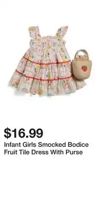 TJ Maxx Infant Girls Smocked Bodice Fruit Tile Dress With Purse offer