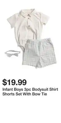 TJ Maxx Infant Boys 3pc Bodysuit Shirt Shorts Set With Bow Tie offer