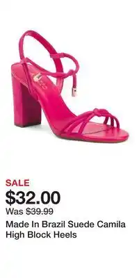 TJ Maxx Made In Brazil Suede Camila High Block Heels offer