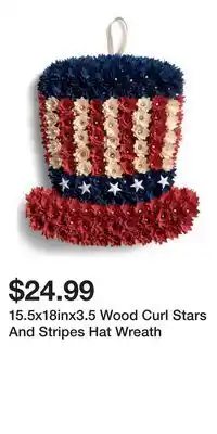 TJ Maxx 15.5x18inx3.5 Wood Curl Stars And Stripes Hat Wreath offer