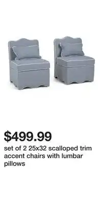 TJ Maxx set of 2 25x32 scalloped trim accent chairs with lumbar pillows offer