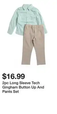 TJ Maxx 2pc Long Sleeve Tech Gingham Button Up And Pants Set offer