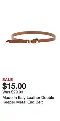 TJ Maxx Made In Italy Leather Double Keeper Metal End Belt offer
