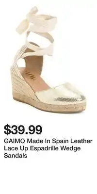 TJ Maxx GAIMO Made In Spain Leather Lace Up Espadrille Wedge Sandals offer