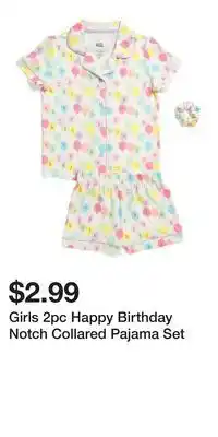 TJ Maxx Girls 2pc Happy Birthday Notch Collared Pajama Set offer