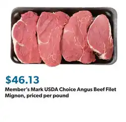 Sam's Club Member's Mark USDA Choice Angus Beef Filet Mignon, priced per pound offer
