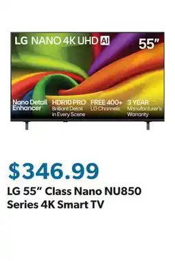 Sam's Club LG 55 Class Nano NU850 Series 4K Smart TV offer