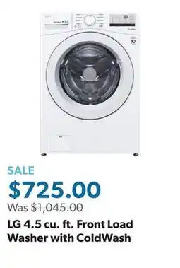 Sam's Club LG 4.5 cu. ft. Front Load Washer with ColdWash offer