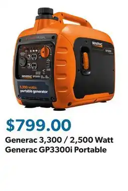 Sam's Club Generac 3,300 / 2,500 Watt Generac GP3300i Portable offer