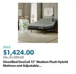 Sam's Club GhostBed DuoCoil 13 Medium Plush Hybrid Mattress and Adjustable Base Set offer