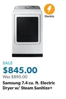 Sam's Club Samsung 7.4 cu. ft. Electric Dryer w/ Steam Sanitize+ offer