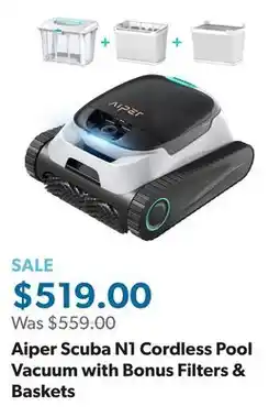 Sam's Club Aiper Scuba N1 Cordless Pool Vacuum with Bonus Filters & Baskets offer