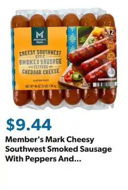 Sam's Club Member's Mark Cheesy Southwest Smoked Sausage With Peppers And Cheddar Cheese, 4 oz., 12 ct offer