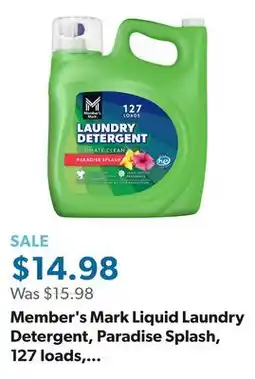Sam's Club Member's Mark Liquid Laundry Detergent, Paradise Splash, 127 loads, 196 fl. oz offer