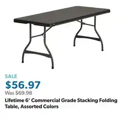 Sam's Club Lifetime 6' Commercial Grade Stacking Folding Table, Assorted Colors offer