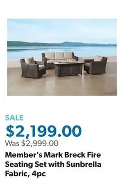 Sam's Club Member's Mark Breck Fire Seating Set with Sunbrella Fabric, 4pc offer