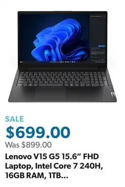 Sam's Club Lenovo V15 G5 15.6 FHD Laptop, Intel Core 7 240H, 16GB RAM, 1TB SSD, Windows 11 Home offer