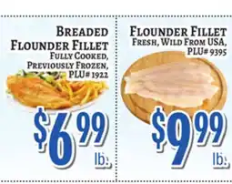 Trade Fair Supermarket BREADED FLOUNDER FILLET, FRESH, WILD FROM USA, PLU# 9395 offer