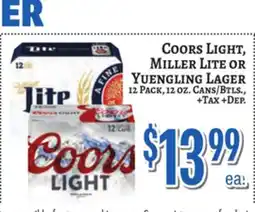 Trade Fair Supermarket Coors Light, Miller Lite Or Yuengling Lager offer