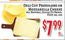 Trade Fair Supermarket DELI CUT PROVOLONE OR MOZZARELLA CHEESE offer