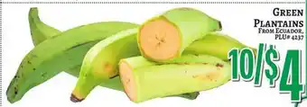 Trade Fair Supermarket GREEN PLANTAINS FROM ECUADOR, PLU# 4237 offer