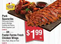 Smart & Final Pork Spareribs Previously Frozen, Sold in the Bag OR Foster Farms Fresh Chicken Wings Value Pack offer