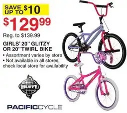 Dunham's Sports HUFFY GIRLS' 20 GLITZY OR 20 TWIRL BIKE offer