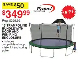 Dunham's Sports PROPEL 15' TRAMPOLINE BUNDLE WITH HOOP AND FUN-RING ENCLOSURE offer