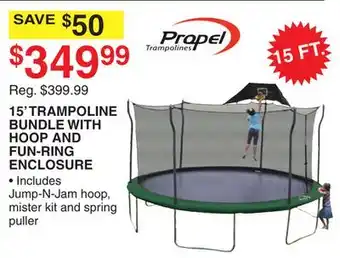Dunham's Sports PROPEL 15' TRAMPOLINE BUNDLE WITH HOOP AND FUN-RING ENCLOSURE offer