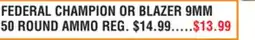 Dunham's Sports FEDERAL CHAMPION OR BLAZER 9MM 50 ROUND AMMO offer