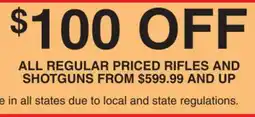 Dunham's Sports ALL REGULAR PRICED RIFLES AND SHOTGUNS offer