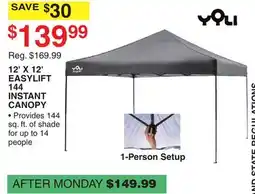 Dunham's Sports YOLI 12' X 12' EASYLIFT 144 INSTANT CANOPY offer