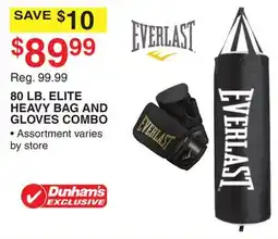 Dunham's Sports EVERLAST 80 LB. ELITE HEAVY BAG AND GLOVES COMBO offer