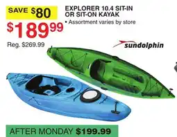 Dunham's Sports SUNDOLPHIN EXPLORER 10.4 SIT-IN OR SIT-ON KAYAK offer