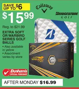 Dunham's Sports EXTRA SOFT OR WARBIRD SERIES GOLF BALLS offer