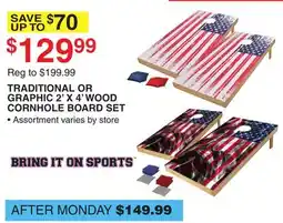 Dunham's Sports TRADITIONAL OR GRAPHIC 2' X 4' WOOD CORNHOLE BOARD SET offer