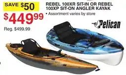 Dunham's Sports PELICAN REBEL 100XR SIT-IN OR REBEL 100XP SIT-ON ANGLER KAYAK offer