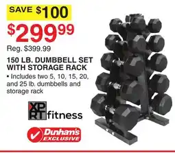 Dunham's Sports XP RT FITNESS 150 LB. DUMBBELL SET WITH STORAGE RACK offer