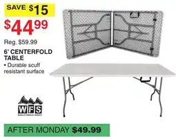 Dunham's Sports 6' CENTERFOLD TABLE offer