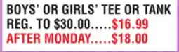 Dunham's Sports BOYS' OR GIRLS' TEE OR TANK offer