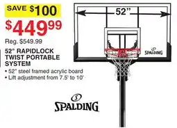 Dunham's Sports SPALDING 52 RAPIDLOCK TWIST PORTABLE SYSTEM offer