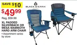 Dunham's Sports BLACK SIERRA XL PADDED SILVERBACK OR MESA MAMMOTH HARD ARM CHAIR offer